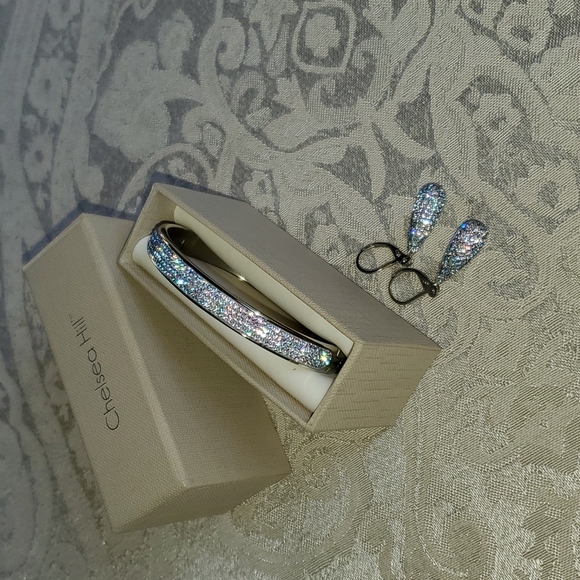 Iridescent Micro Pave Crystal Bracelet and Earrings - Picture 1 of 7